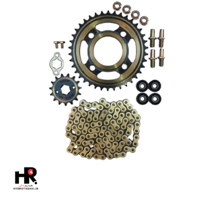 ست دنده زنجیر فولادی با پیچ طبق و بوش توپی هوندا 102 دانه کوکما